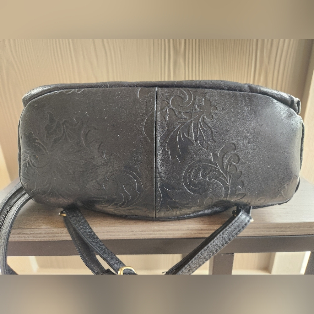 Leather Black Embossed Backpack Bag - Picture 6 of 16
